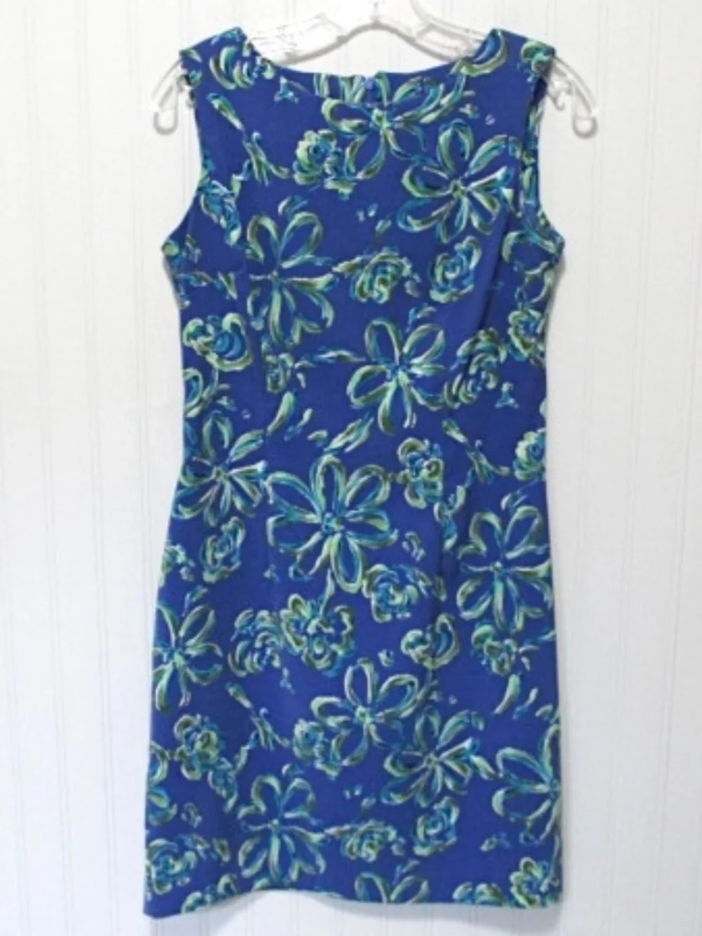 John Roberts Azure Blue Green Floral Sleeveless Summer Sheath Dress, Size S - Picture 1 of 9